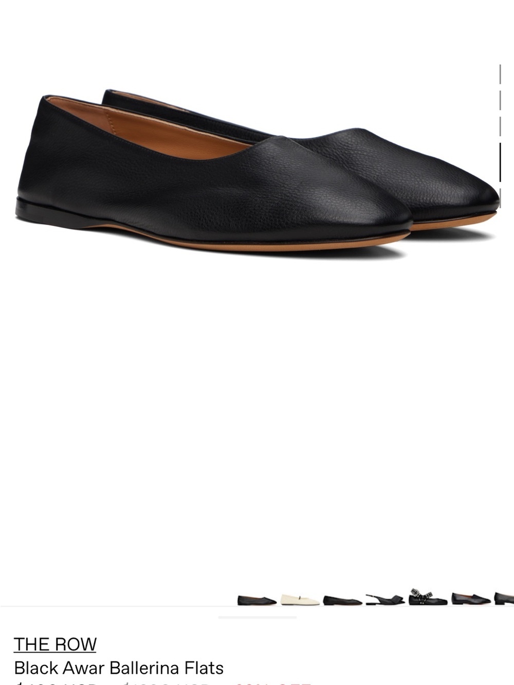 The Row Black Awar Leather Flats